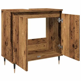 Badkamerkast 58x33x60 cm bewerkt hout oud houtkleurig 8