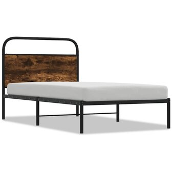 Bedframe zonder matras bewerkt hout gerookt eiken 90x190 cm 2