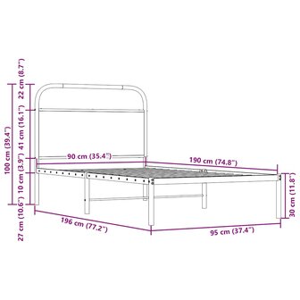 Bedframe zonder matras bewerkt hout gerookt eiken 90x190 cm 9