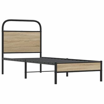 Bedframe zonder matras bewerkt hout gerookt eiken 80x200 cm 3
