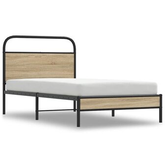 Bedframe zonder matras bewerkt hout gerookt eiken 90x190 cm 2