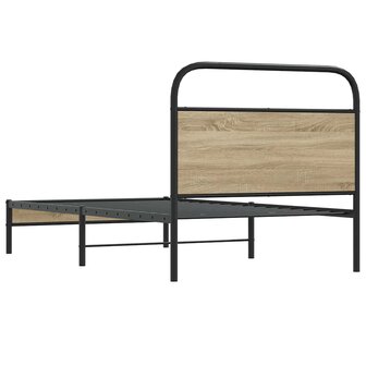 Bedframe zonder matras bewerkt hout gerookt eiken 90x190 cm 5