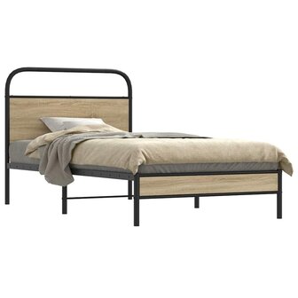 Bedframe zonder matras bewerkt hout gerookt eiken 90x200 cm 1