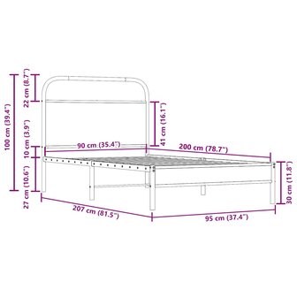 Bedframe zonder matras bewerkt hout gerookt eiken 90x200 cm 9