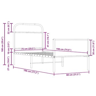 Bedframe zonder matras bewerkt hout sonoma eikenkleur 75x190 cm 9