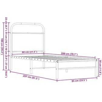 Bedframe zonder matras bewerkt hout bruin eikenkleur 80x200 cm 9