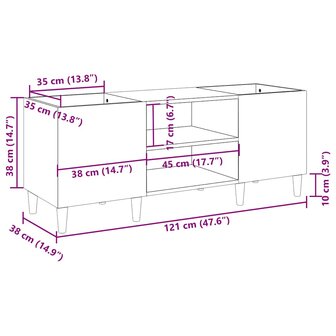 Platenkast 121x38x48 cm bewerkt hout wit 8