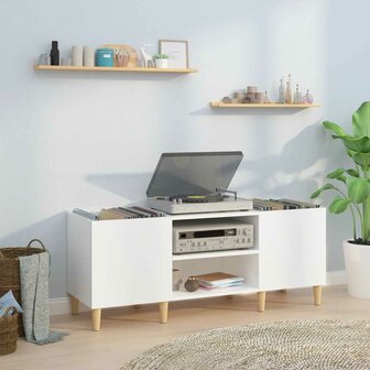 Platenkast 121x38x48 cm bewerkt hout hoogglans wit 1