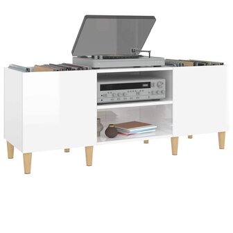 Platenkast 121x38x48 cm bewerkt hout hoogglans wit 4
