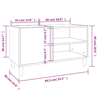 Platenkast 84,5x38x48 cm bewerkt hout wit 8