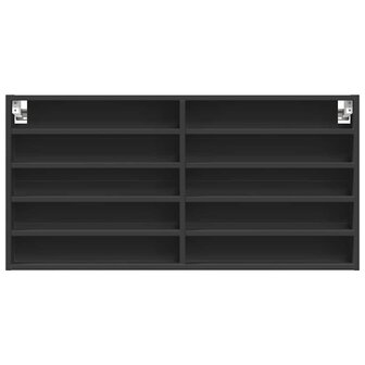 Vitrinekast 100x8,5x50 cm bewerkt hout zwart 4