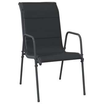 Tuinstoelen 2 st staal en textileen zwart 3