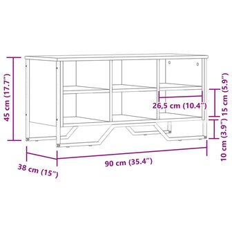 Schoenenkast 90x38x45,5 cm bewerkt hout zwart 9
