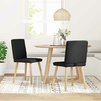Eetkamerstoelen 2 st stof zwart 1