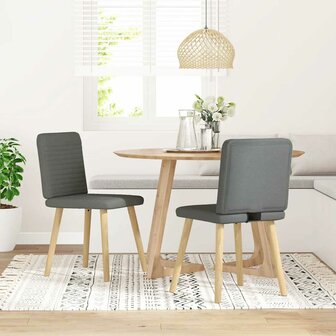Eetkamerstoelen 2 st stof donkergrijs 2