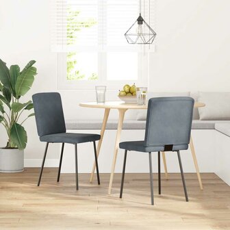 Eetkamerstoelen 2 st fluweel donkergrijs 1