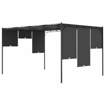 Tuinprieel met zijgordijn 4x3x2,25 m antraciet 5