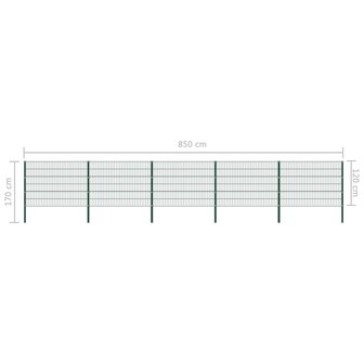 Schuttingpaneel met palen 8,5x1,2 m ijzer groen 5