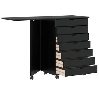 Rolkast met bureau MOSS massief grenenhout zwart 6