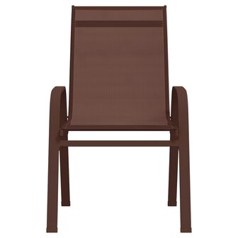 Tuinstoelen stapelbaar 2 st textileen stof bruin 2