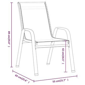 Tuinstoelen stapelbaar 2 st textileen stof bruin 5