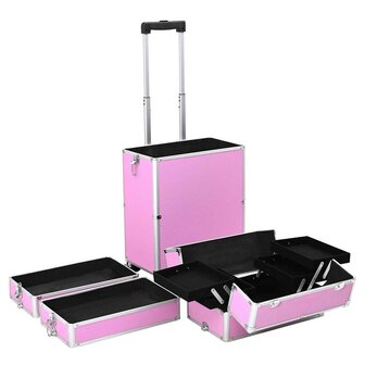 Make-up trolley aluminium roze 5