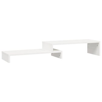 Monitorstandaard (52-101)x22x14 cm massief grenenhout wit 2