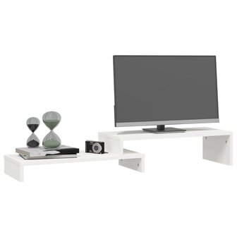 Monitorstandaard (52-101)x22x14 cm massief grenenhout wit 4