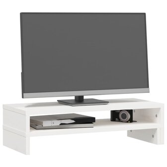 Monitorstandaard (52-101)x22x14 cm massief grenenhout wit 5