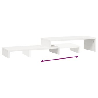 Monitorstandaard (52-101)x22x14 cm massief grenenhout wit 9
