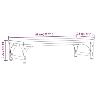 Monitorstandaard 55x23x14 cm bewerkt hout grijs sonoma eiken 9
