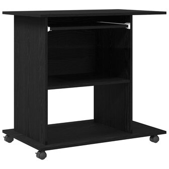Computerbureau Zwart Eiken 80x50x75 cm Bewerkt Hout 2