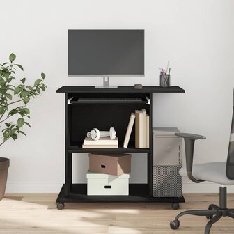 Computerbureau Zwart Eiken 80x50x75 cm Bewerkt Hout 3