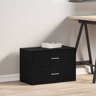 Kast met 2 lades 60x31x40 cm bewerkt hout zwart eikenkleurig 3