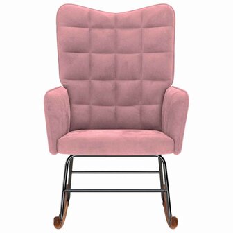 Schommelstoel fluweel roze 3