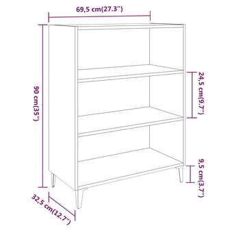Dressoir 69,5x32,5x90 cm bewerkt hout betongrijs 7