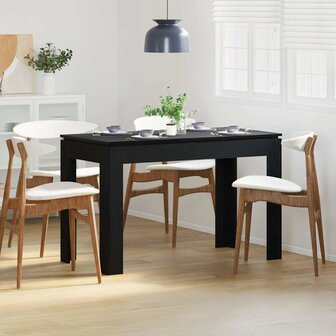 Eettafel Zwart Eiken 120x60x76 cm Bewerkt Hout 1