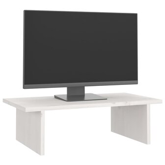 Monitorstandaard 50x27x15 cm massief grenenhout wit 4