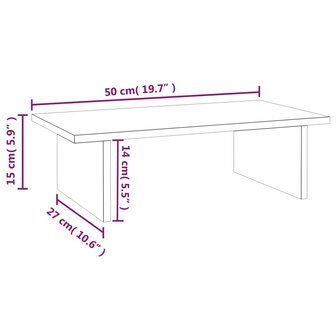 Monitorstandaard 50x27x15 cm massief grenenhout wit 8