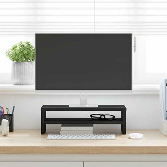 Monitorstandaard Zwart Eiken 42x24x13 cm Bewerkt Hout 3