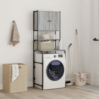Wasmachinekast 68x48,5x194 cm grijs sonoma eikenkleurig 3