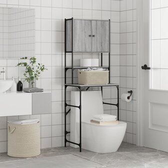 Wasmachinekast 68x48,5x194 cm grijs sonoma eikenkleurig 4