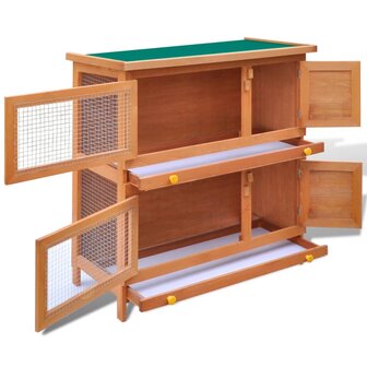 Buitenkonijnenhok voor kleine huisdieren, 4 deuren, hout 3