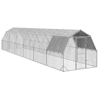 Kippenren met dak 2,5x12x2,25 m gegalvaniseerd staal 1