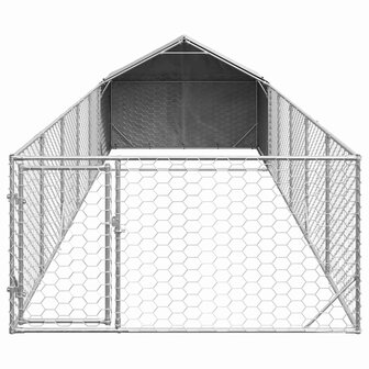 Hondenkennel met ren 8x2x1,5 m gegalvaniseerd staal 3