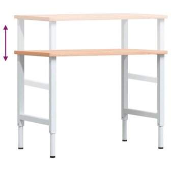 Werkbank rechthoekig 100x60x(71,5-98) cm massief beukenhout 9