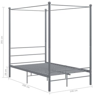 Hemelbedframe metaal grijs 140x200 cm  6