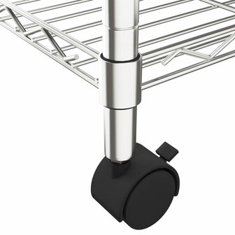 Opbergrek 4-laags met wielen 200 kg 90x35x142 cm chroomkleurig 6