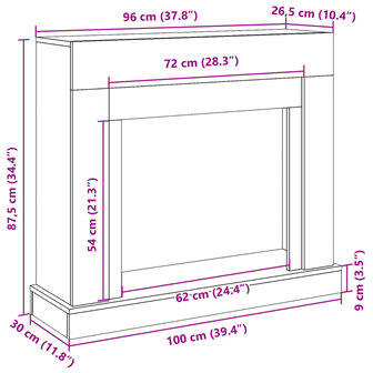 Haardombouw 100x30x87,5 cm bewerkt hout grijs sonoma eikenkleur 9