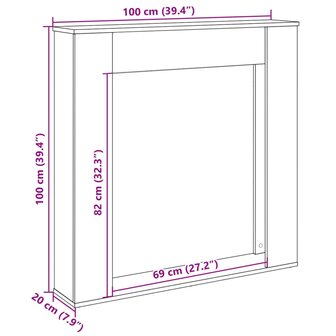 Haardombouw 100x20x100 cm bewerkt hout betongrijs 9